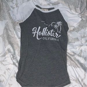 gray and white t-shirt from hollister/size xs/worn a few times/$10